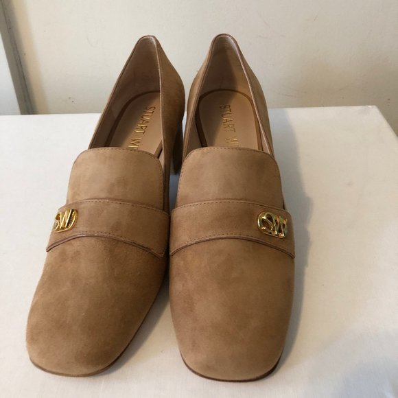 Stuart Weitzman "Riela" Suede Logo Pumps 7.5 M - Picture 2 of 10